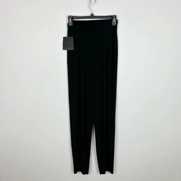 NWT Norma Kamali Tapered Pleated High Waist Trouser in Black Size Medium - Picture 2 of 6